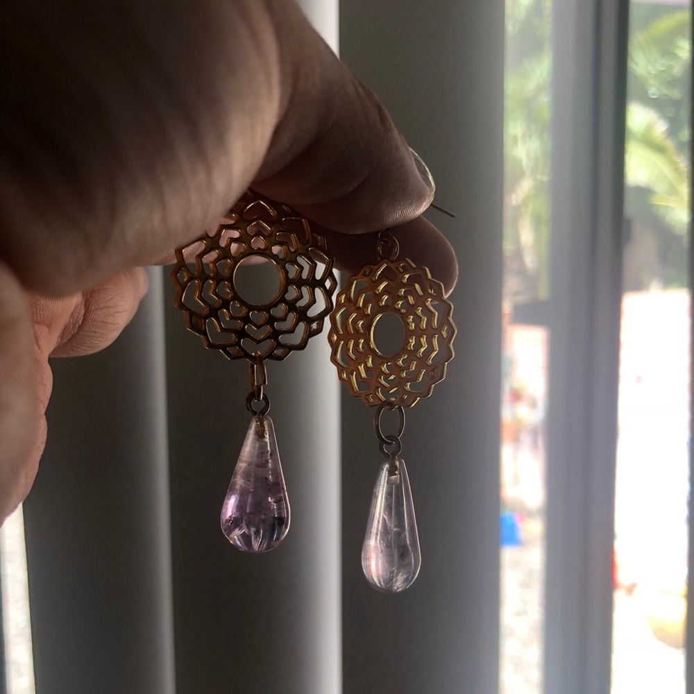 Handmade amethyst chakra earrings